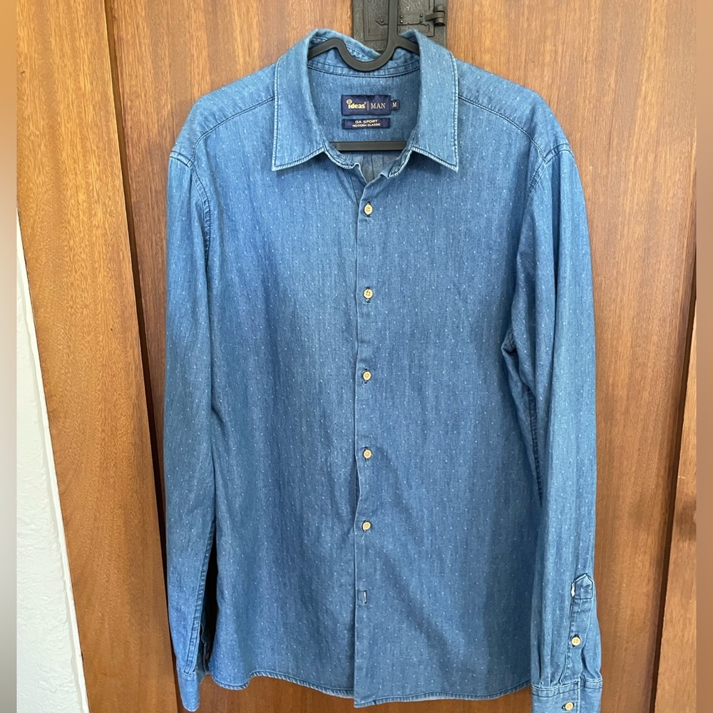 IDEAS medium Polka dot soft denim shirt